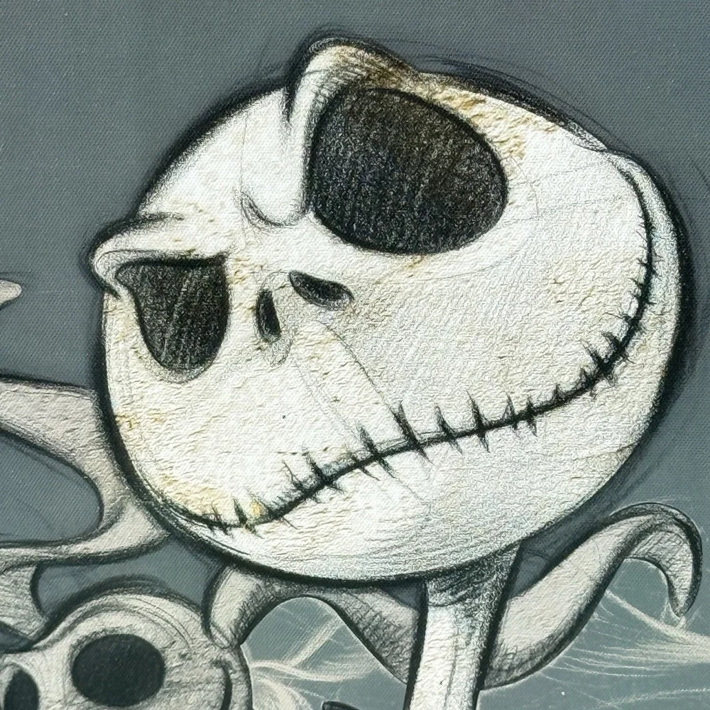 Disney Jack Skellington & Zero Halloween Canvas Wall Art Gothic Pumpkin Decor